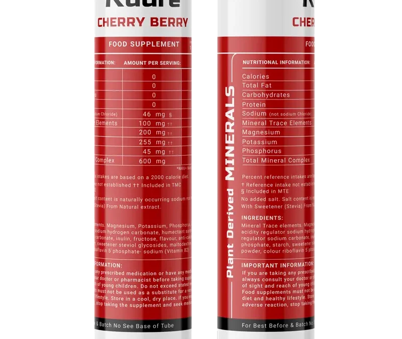 Kuure Plant Derived Minerals , Effervescent / Cherry – 2 x Tubes 30 tabs – KuureHealth.com
