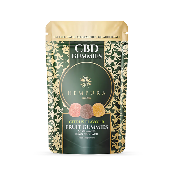 Hempura 500mg CBD Citrus Fruit Gummies – 50 Pieces